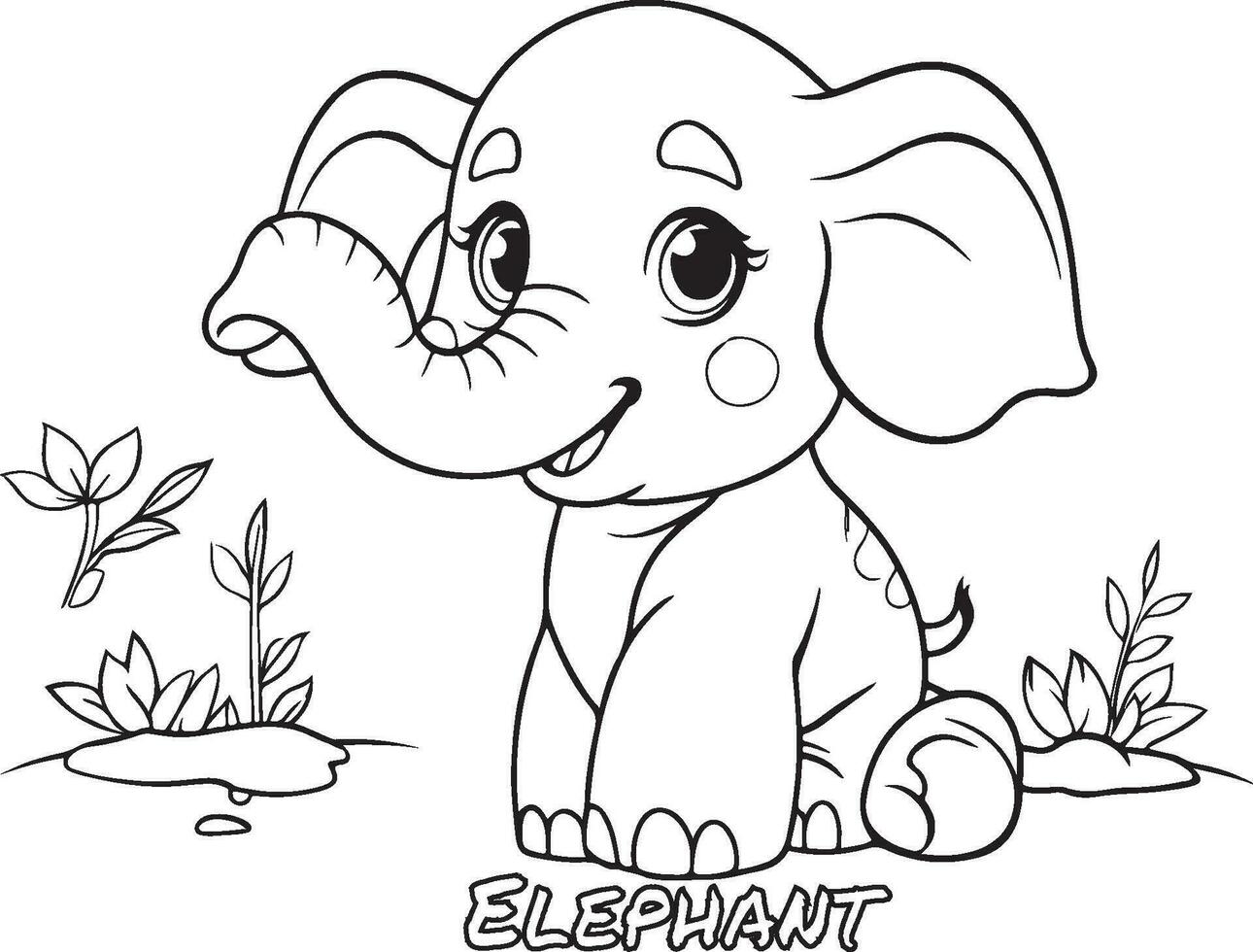 elefante para colorear para niños vector