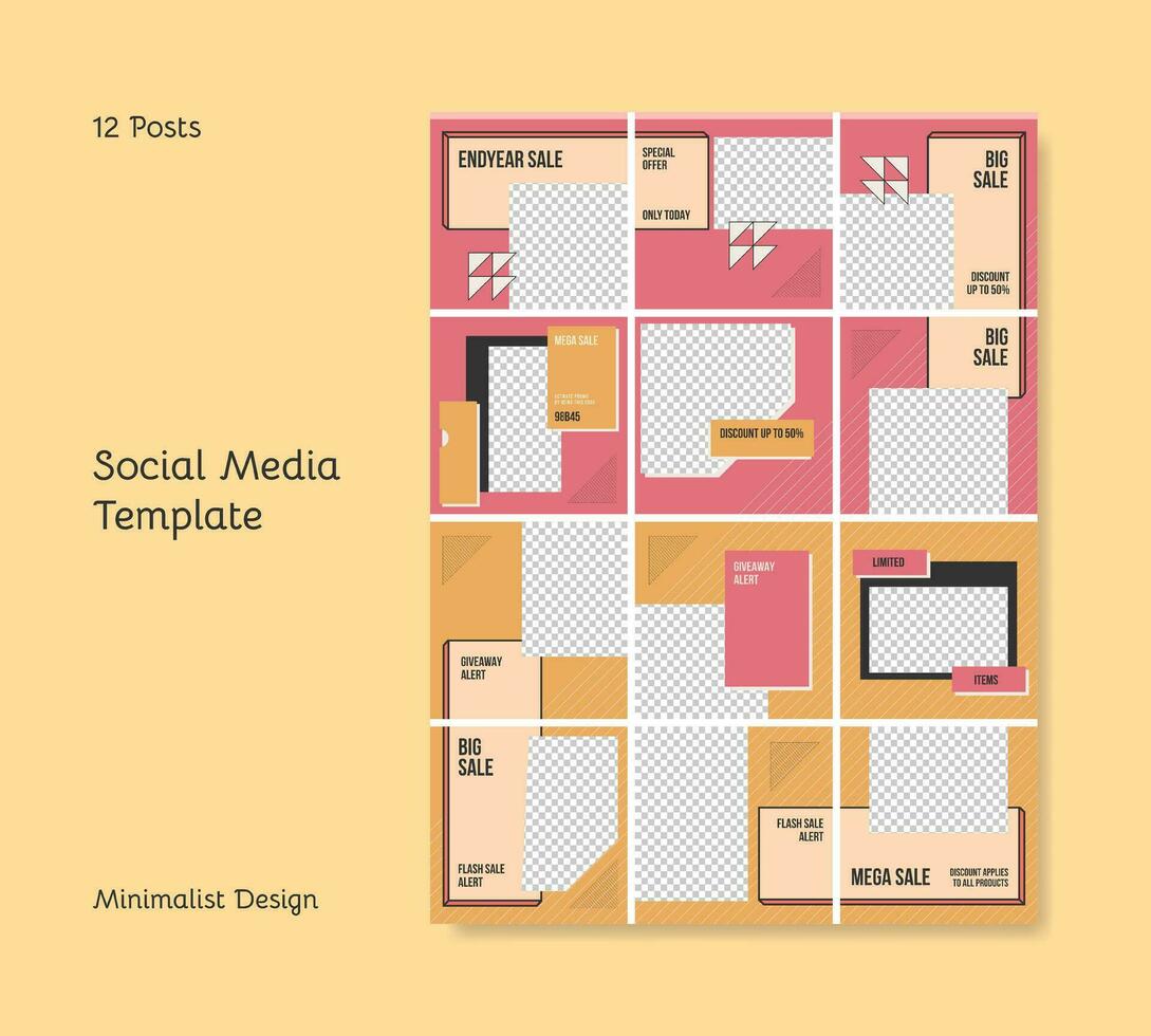 Social media feeds template with minimalist design vector