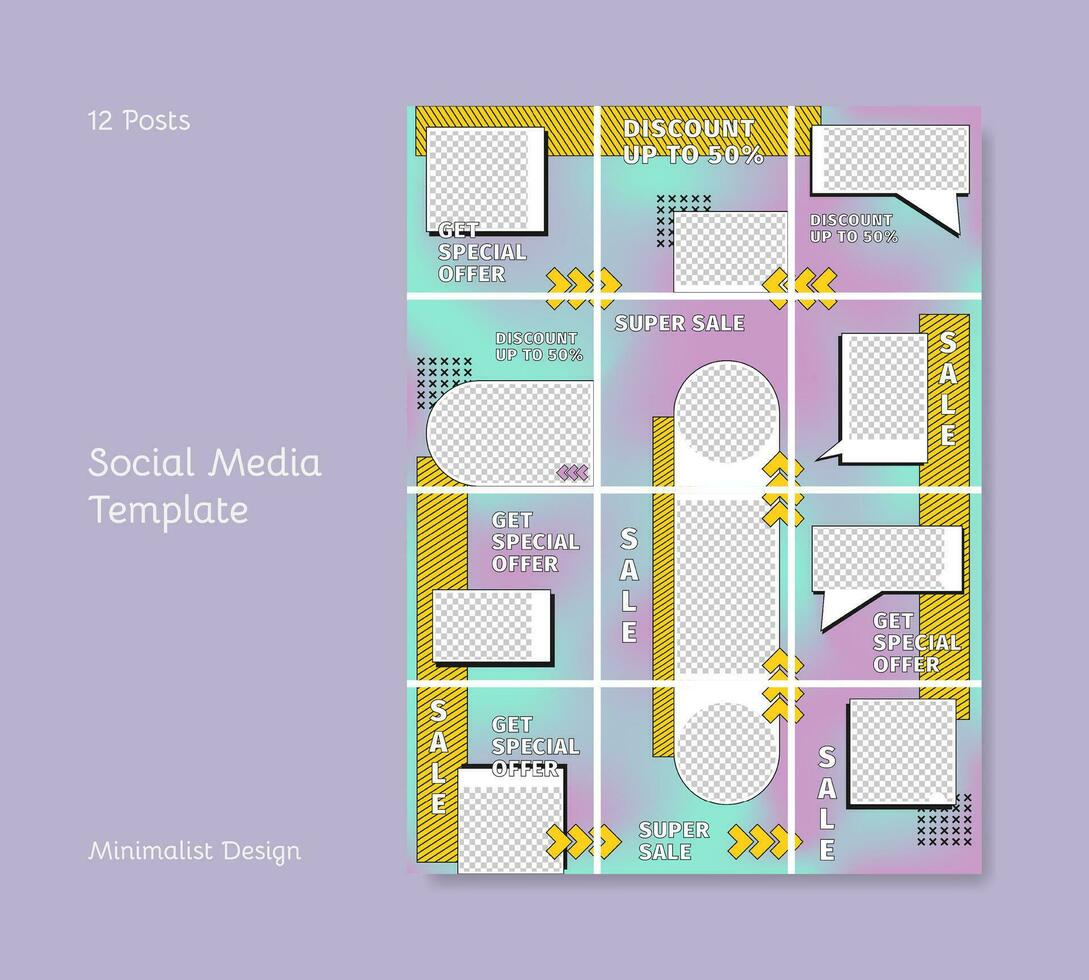 Social media feeds template with minimalist design vector