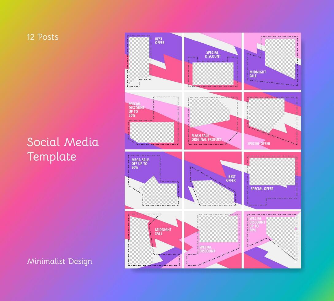 Social media feeds template with minimalist design vector