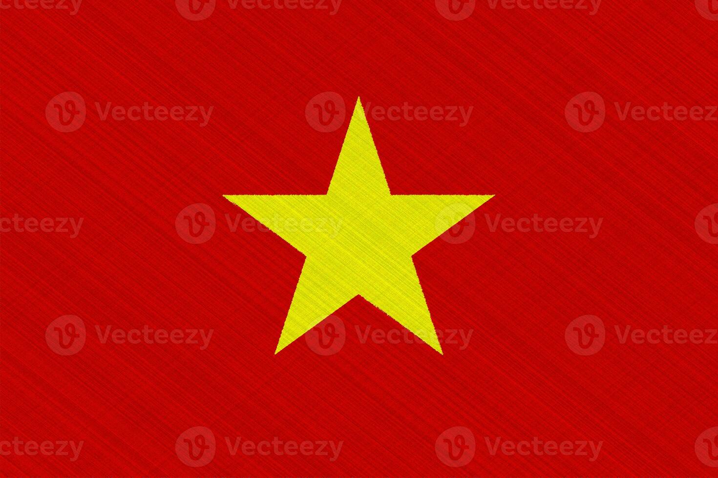 Flag of Socialist Republic of Vietnam on a textured background. Concept collage. photo