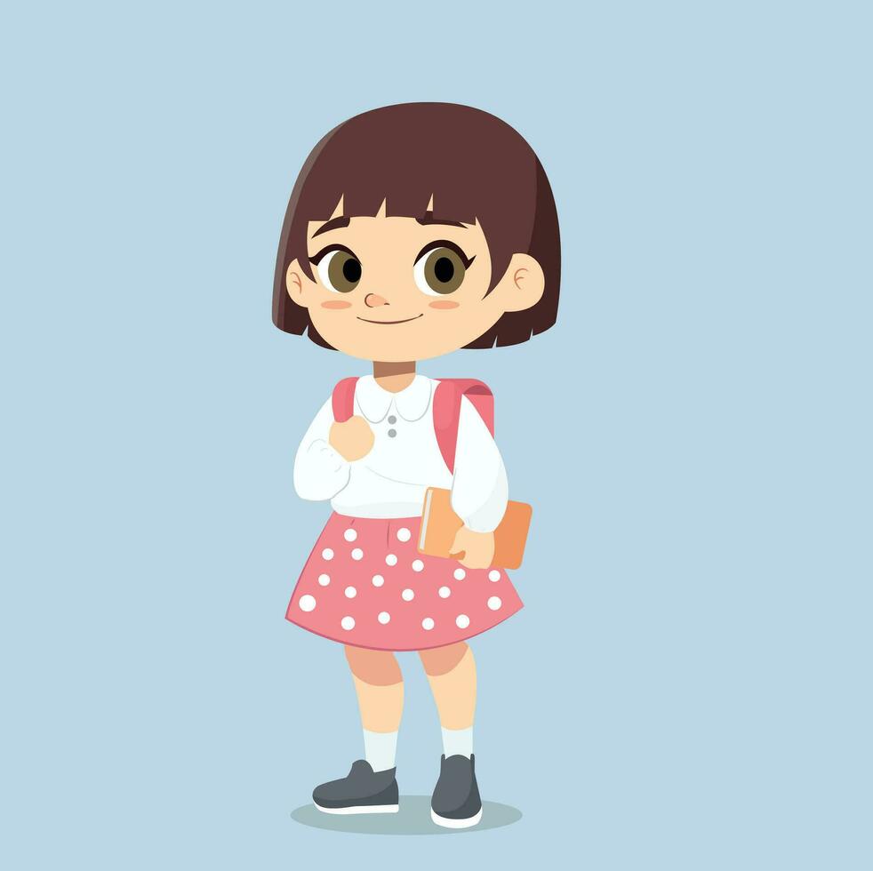 Kindergarten girl back to school vector