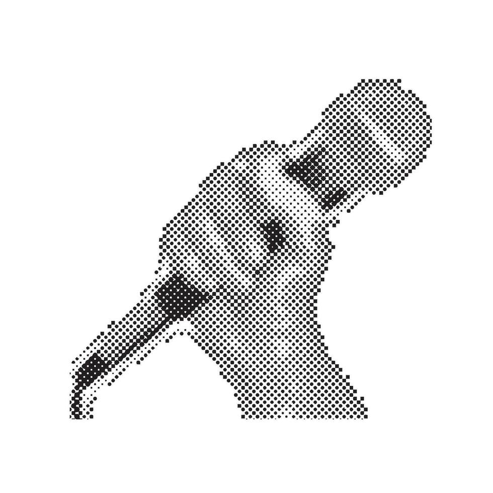 Hands holding microphone. Trendy halftone style. Collage design in trendy retro 90s magazine style vector