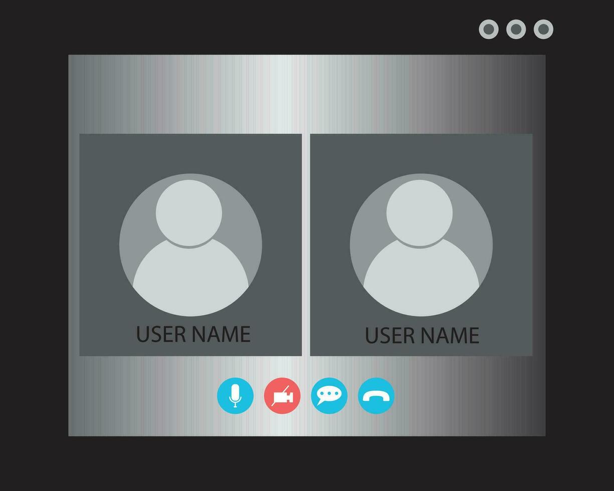 Video Call screen template. Video call Interface for social communication app. Video conference. Mockup Videoconferencing and online meeting workspace vector page