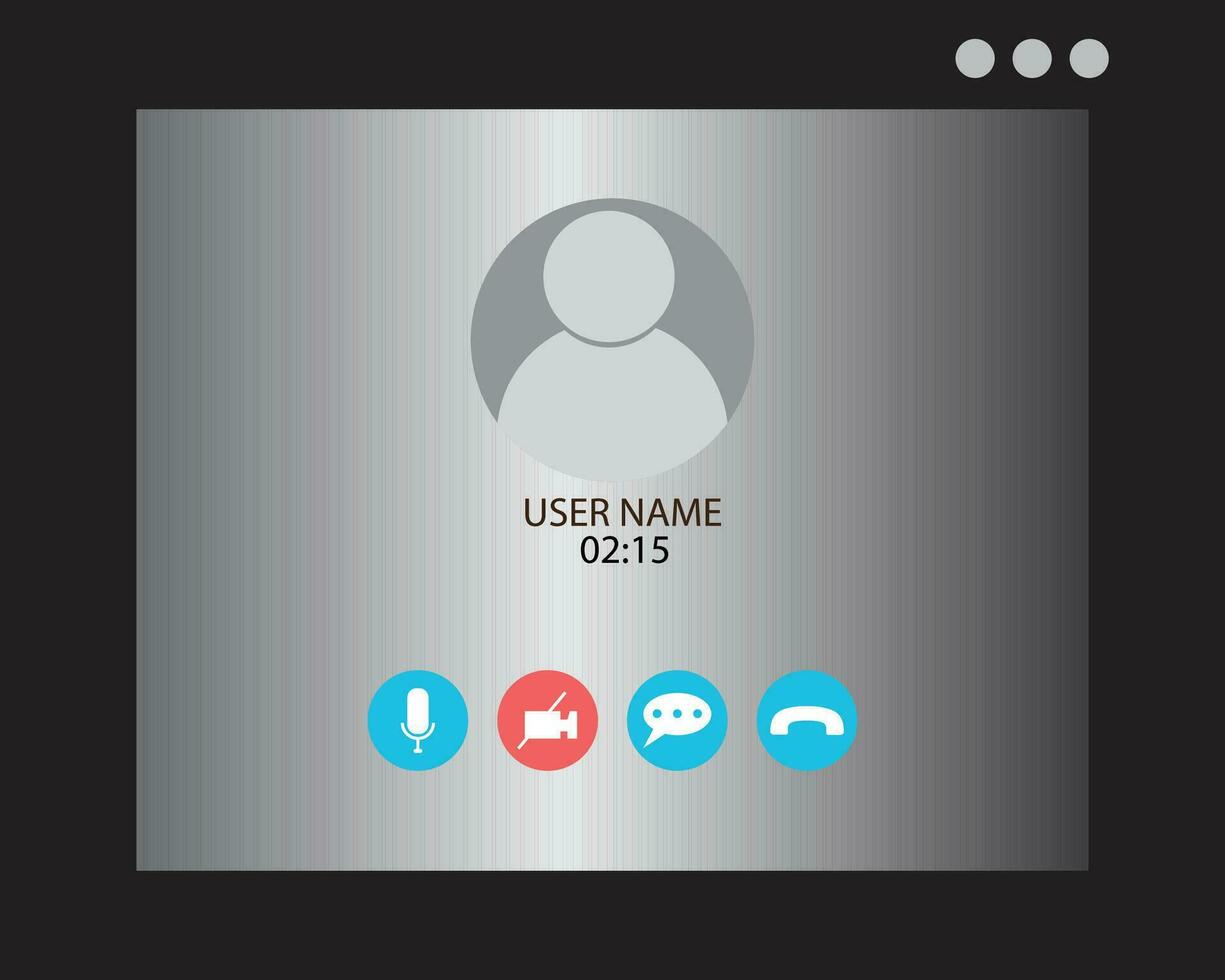 Video Call screen template. Video call Interface for social communication app. Video conference. Mockup Videoconferencing and online meeting workspace vector page