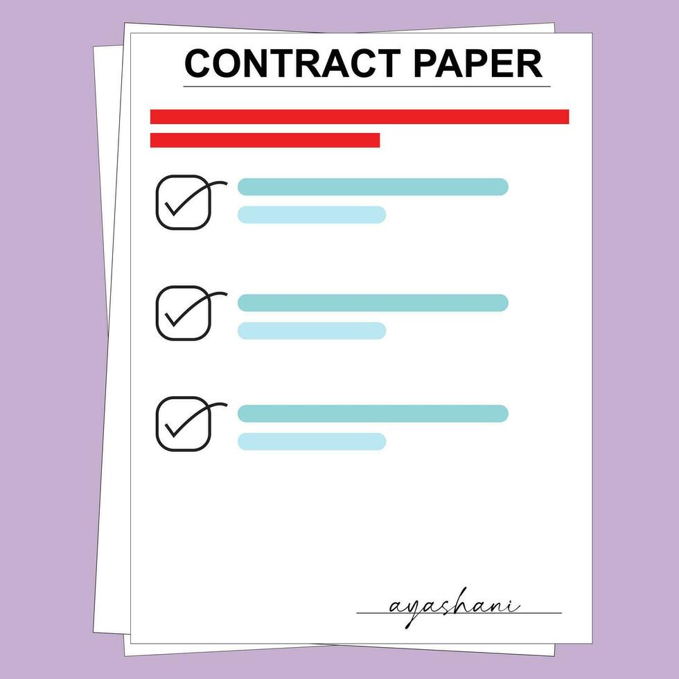 Contract papers. Document. Folder with stamp and text. Stack of agreements document with signature and approval stamp. vector