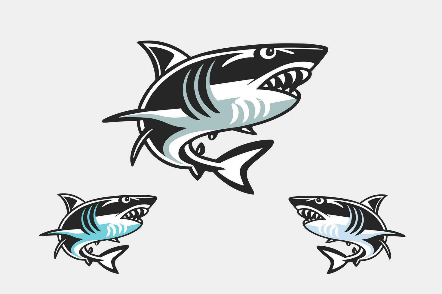 Shark fishing sticker vector