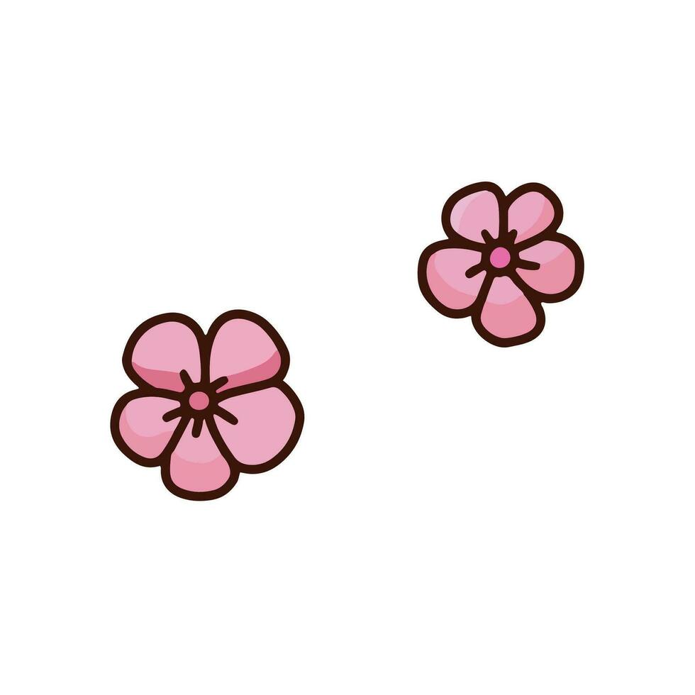 linda rosado flor en dibujos animados estilo, temporada natural salvaje planta, juego activo. vector