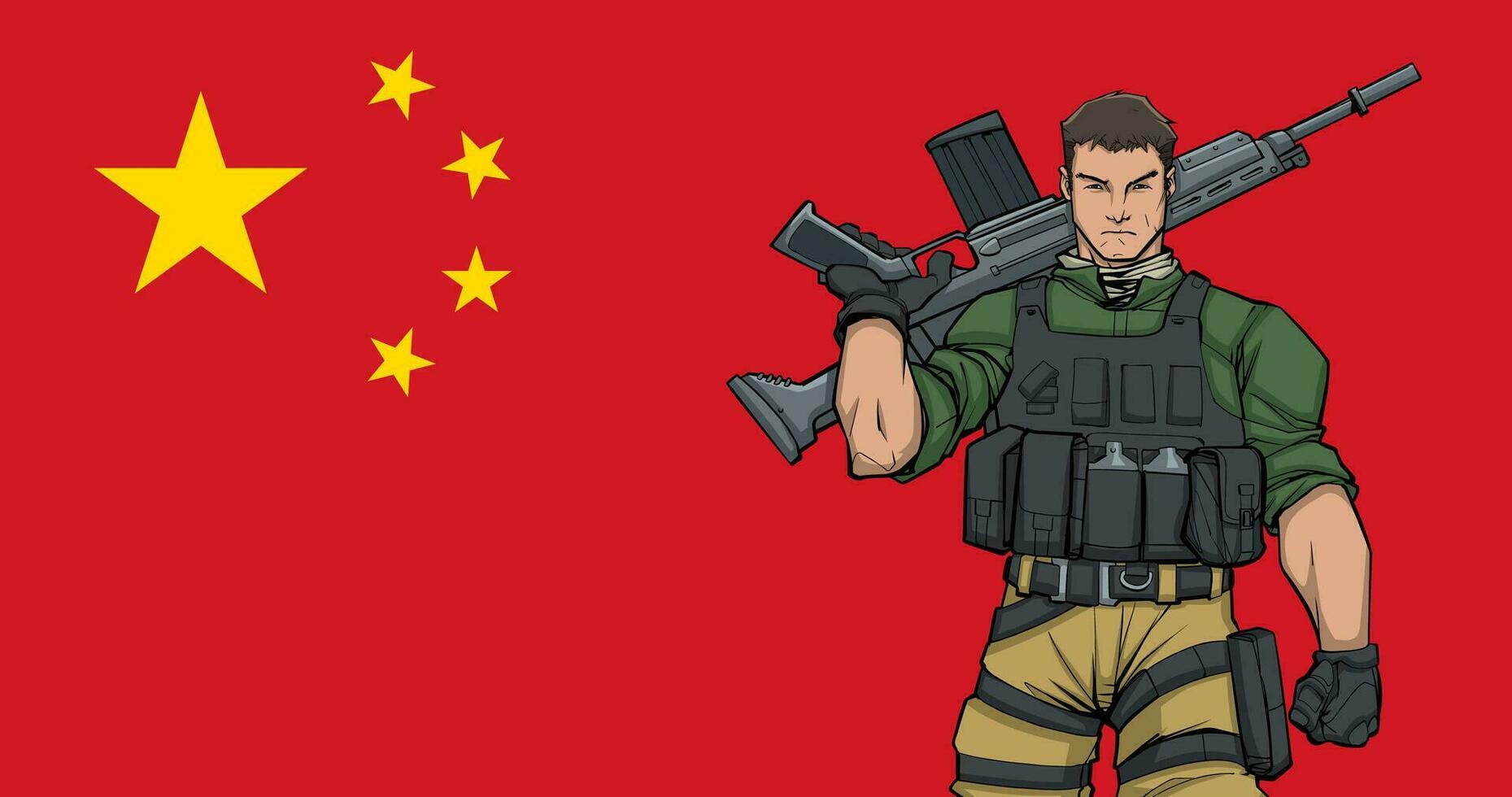 Chinese Soldier Background vector