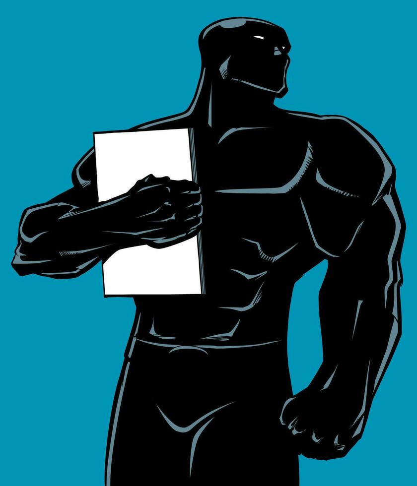 Superhero Holding Book No Cape Silhouette vector