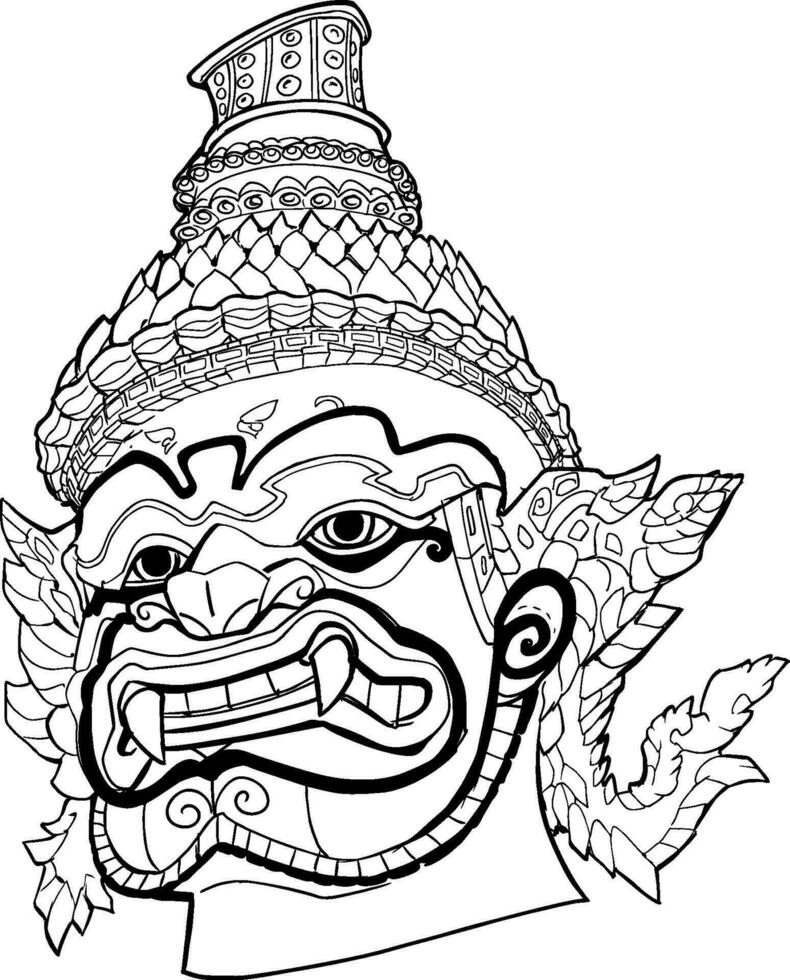 Thai Demon Line Art vector