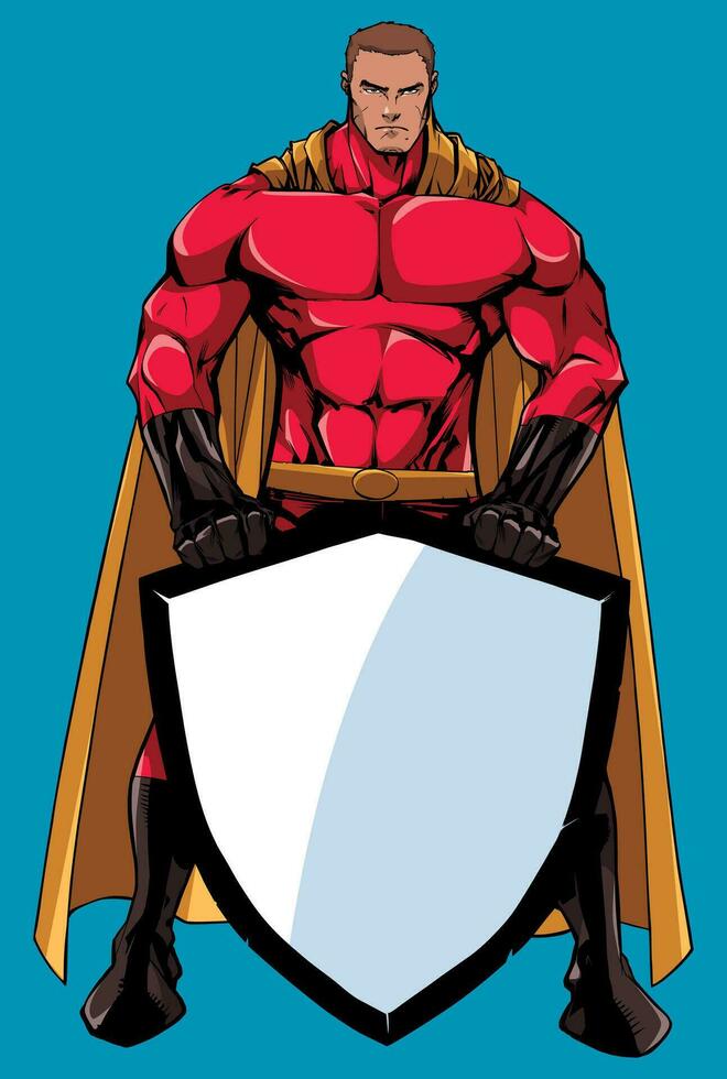 Superhero Holding Shield No Mask vector