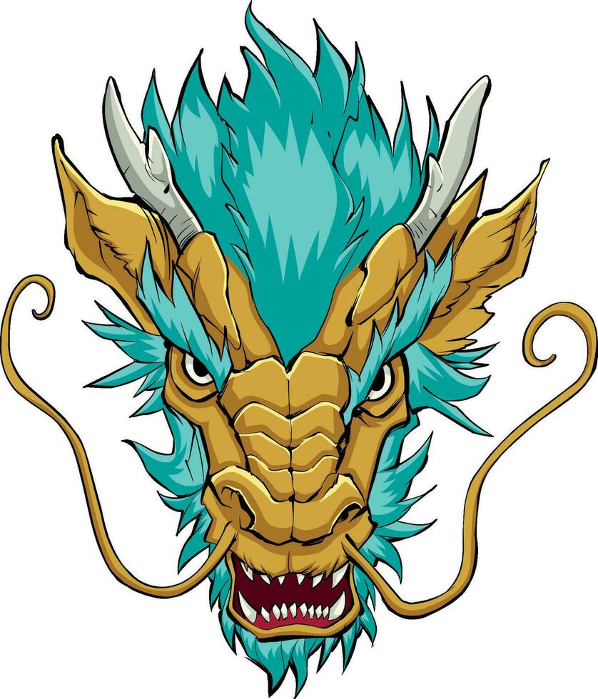 Chinese Dragon Head Gold 35553164 Vector Art at Vecteezy