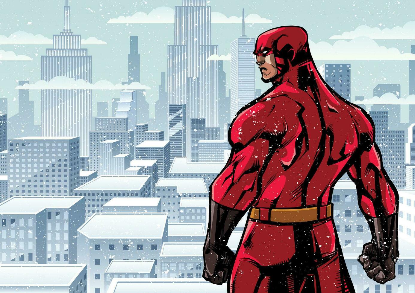 Superhero Back City Winter vector