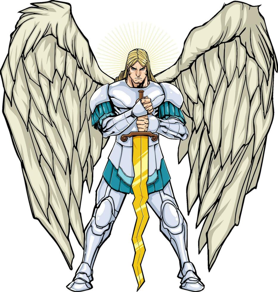 arcángel Miguel en pie vector