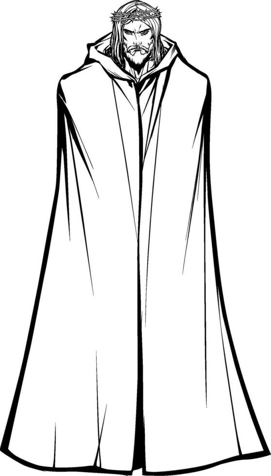 Jesus Standing Tall Line Art vector
