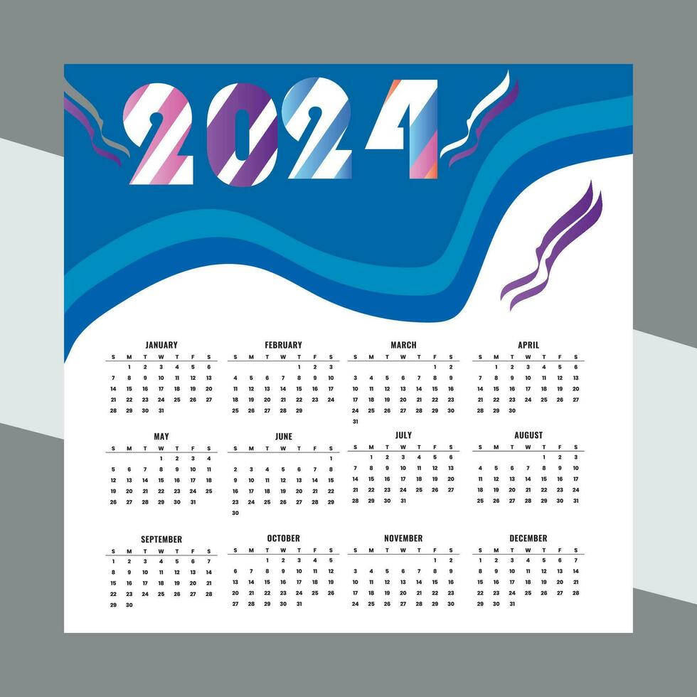 2024 calendar design template vector