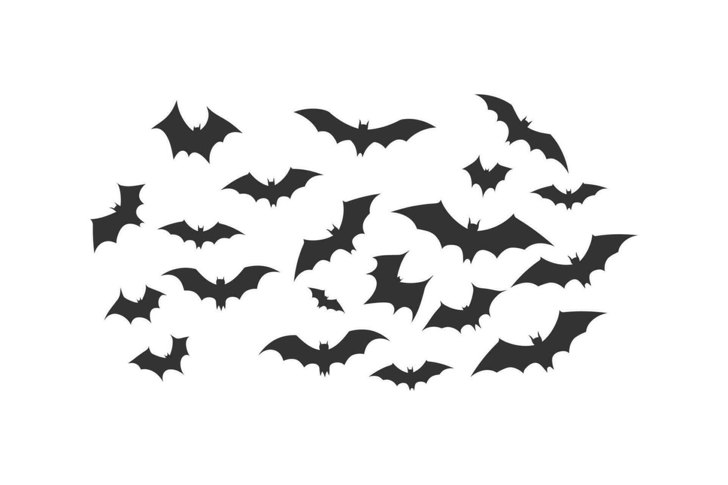 Doodle Black silhouette of bats. Vector illustration design.