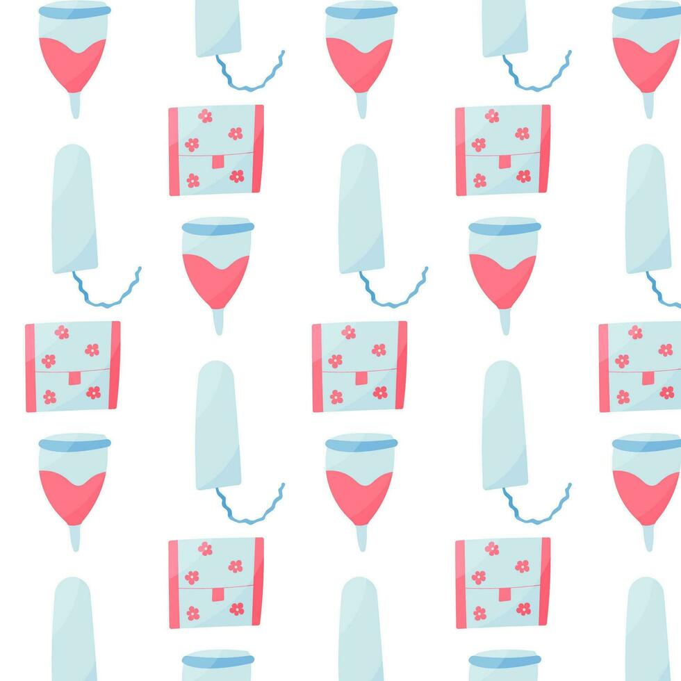 feminine hygiene tampon pad cup blood pattern vector