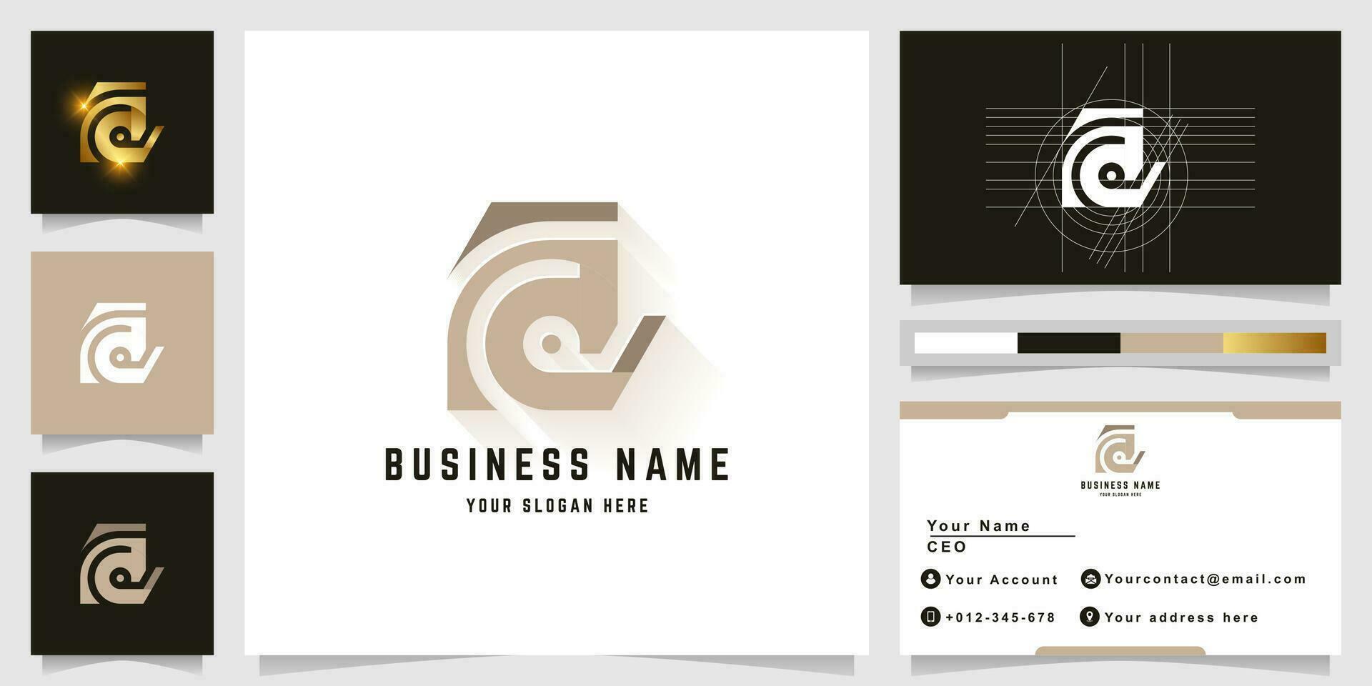 Letter e like horse logo with business card design vector