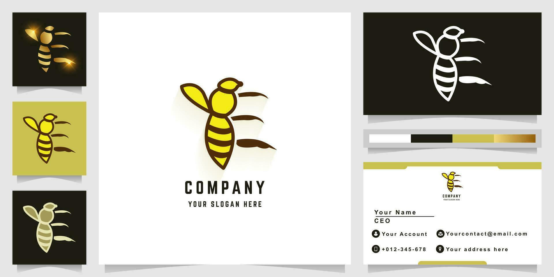 abeja y letra mi logo con negocio tarjeta diseño vector