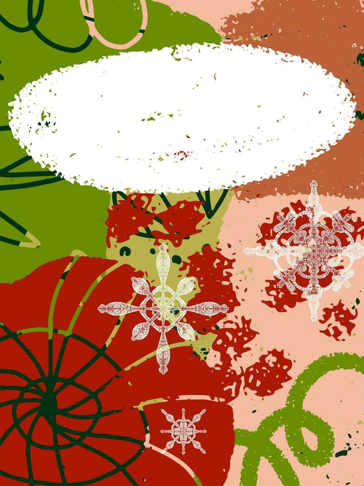 a christmas card with a white oval in the middle vector