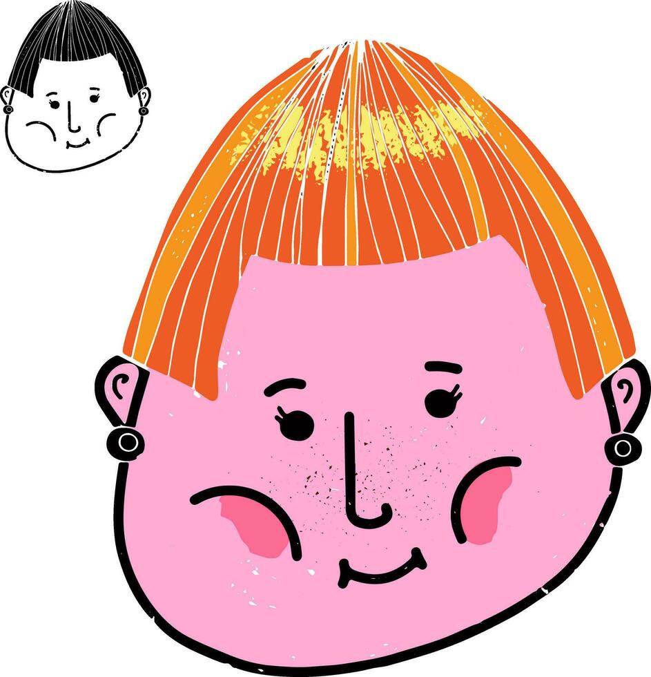 a cartoon of a woman with red hair and a man with a black hair vector