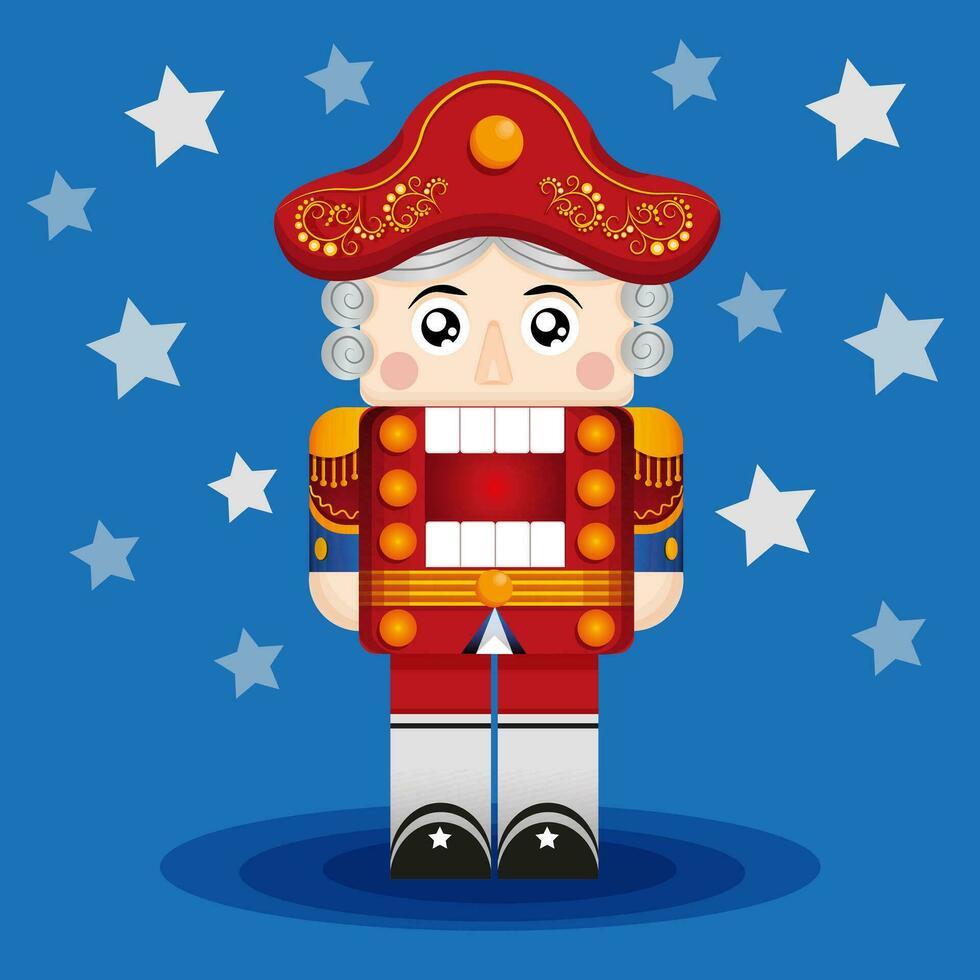 Nutcracker on blue background vector