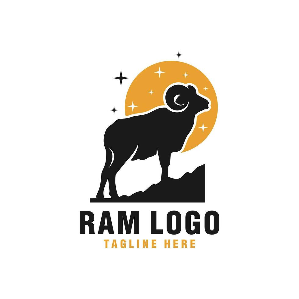 montaña cabra RAM ilustración logo vector