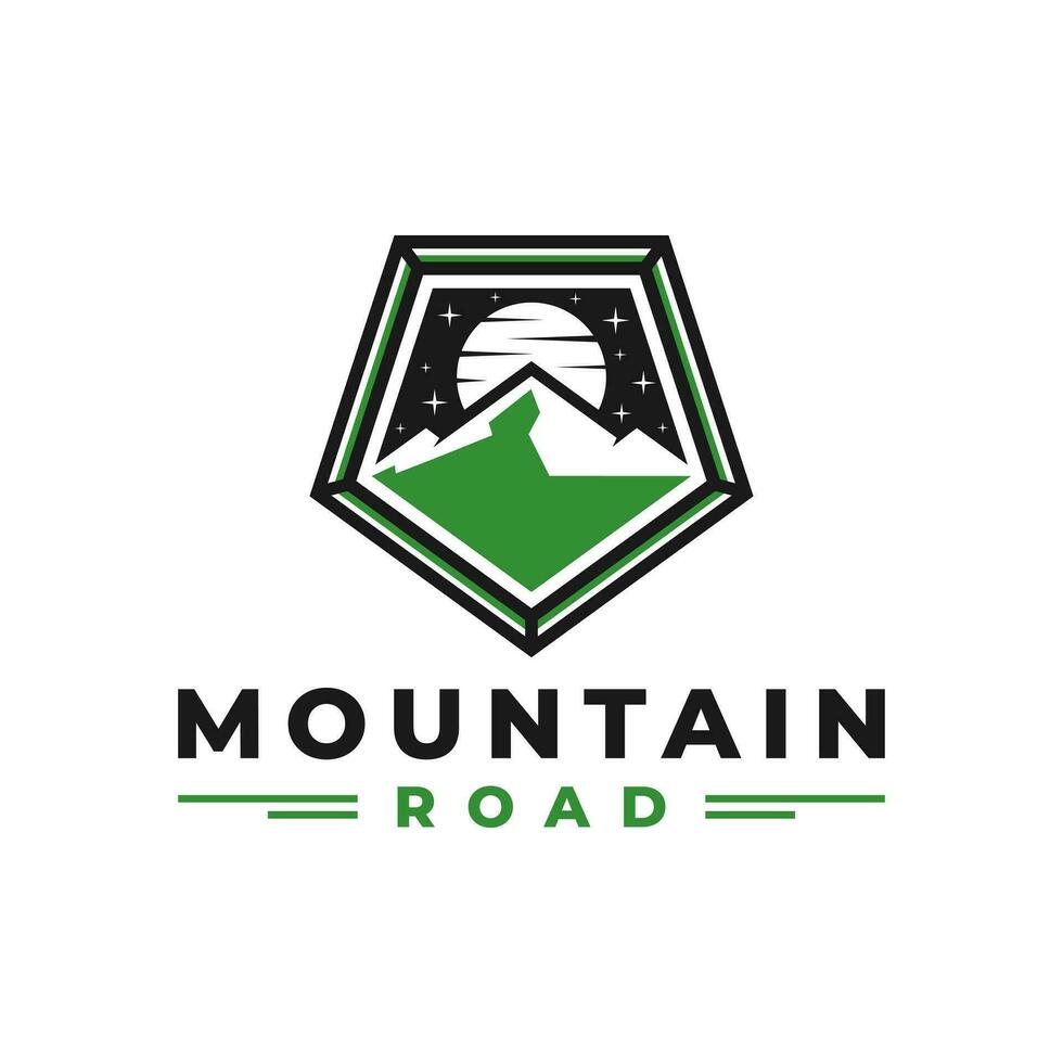 mountain road illustration logo vector