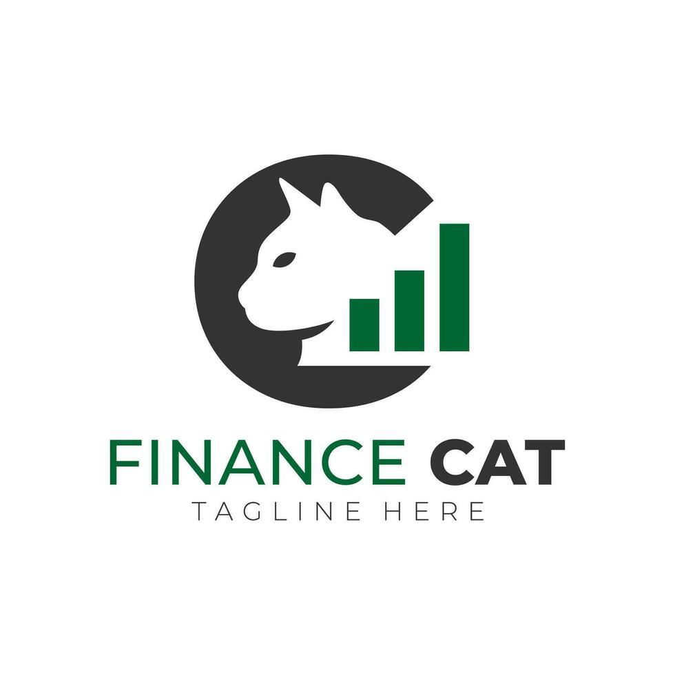 gato financiero ilustración logo vector