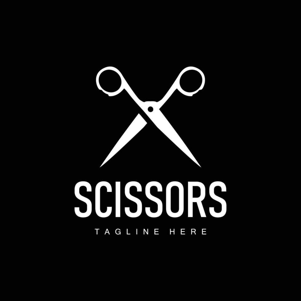 Barber tool scissors logo cutting tool vector, scissors simple background icon symbol design vector