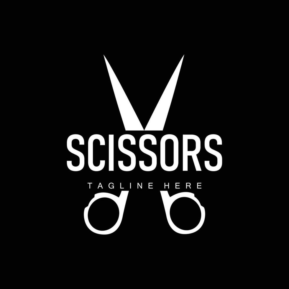 Barber tool scissors logo cutting tool vector, scissors simple background icon symbol design vector