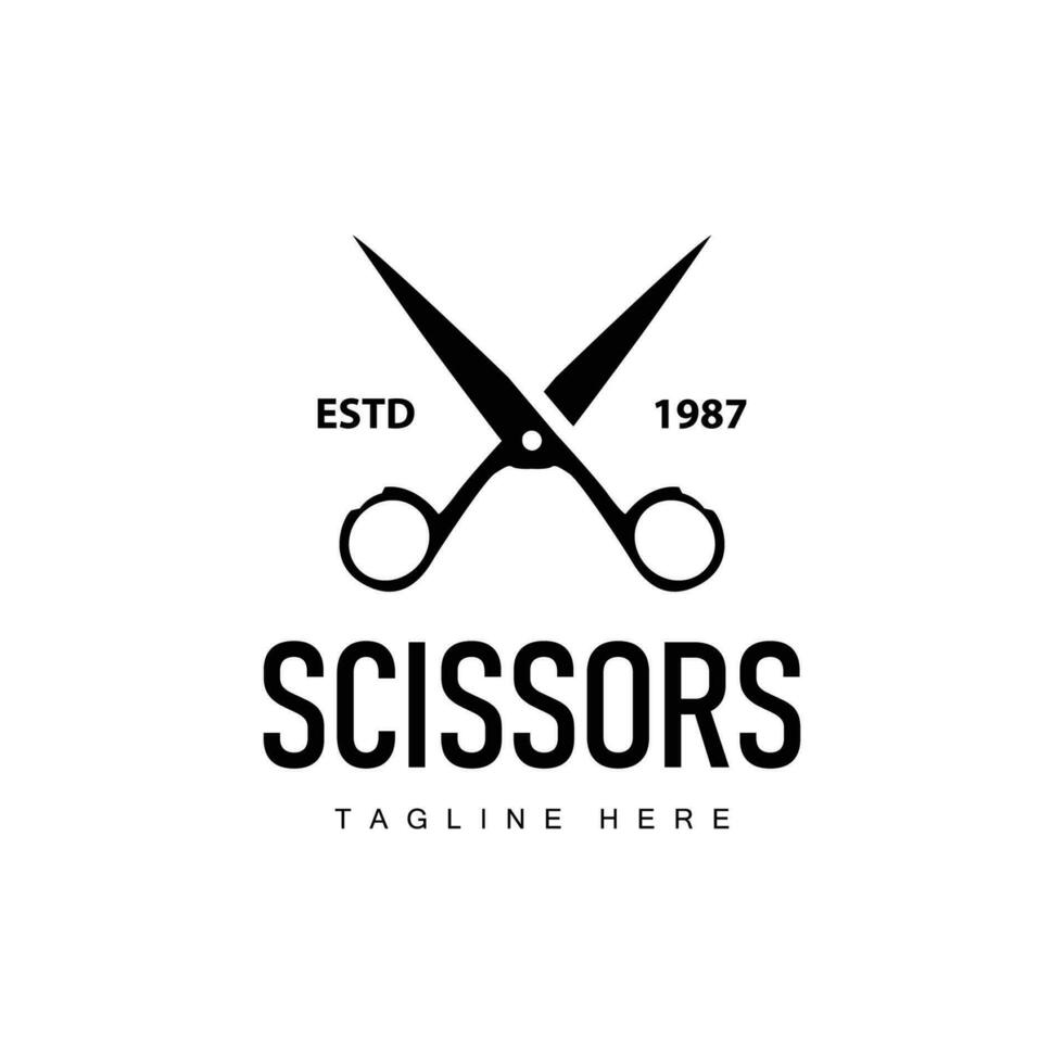 Barber tool scissors logo cutting tool vector, scissors simple background icon symbol design vector