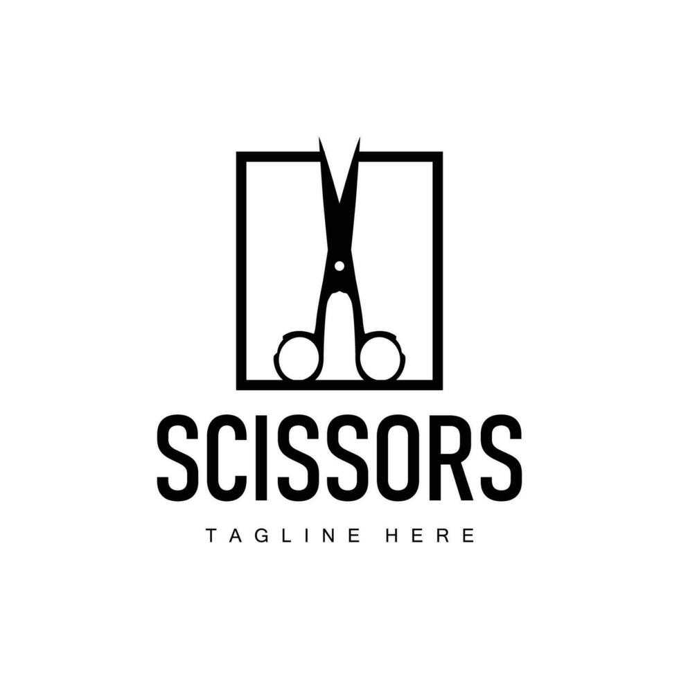 Barber tool scissors logo cutting tool vector, scissors simple background icon symbol design vector