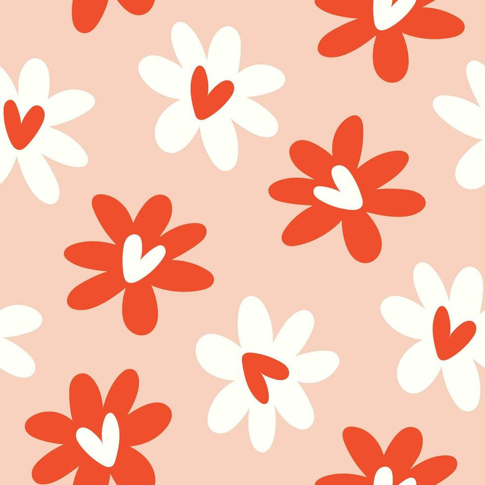 San Valentine Pattern Floral Valentines Seamless Pattern Red Floral Seamless Pattern vector