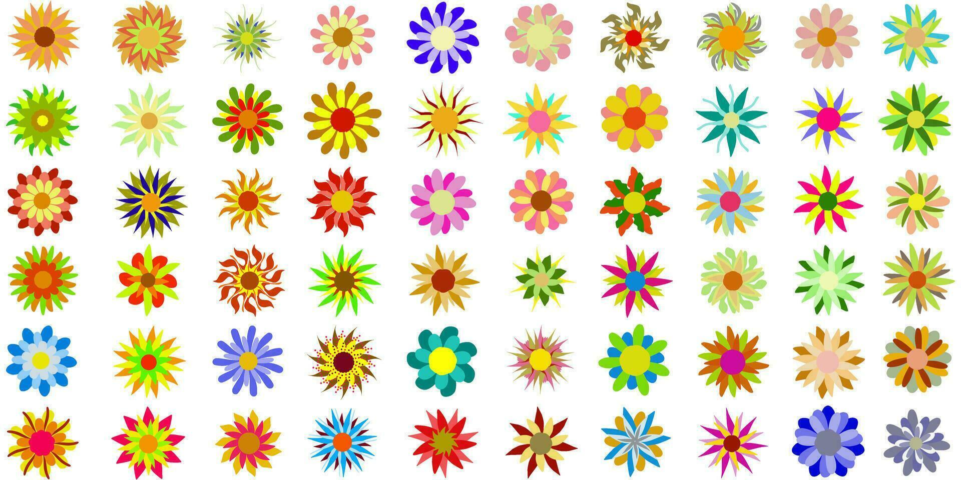 Illustration set of many flower icons. Perfect for stickers, hat designs, invitation cards, book covers, posters vector