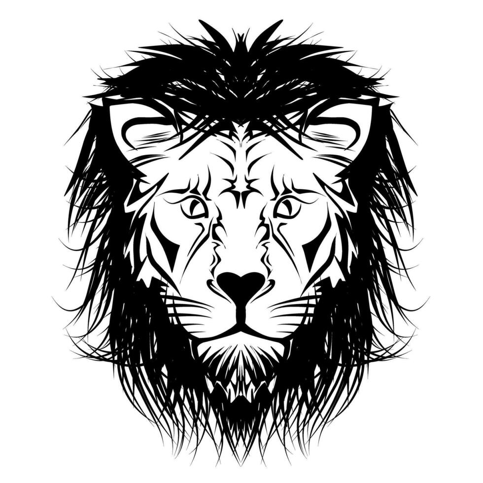 ilustración de tribal león cabeza mascota pegatina. Perfecto para tatuajes, pegatinas, sombreros, ropa, logotipos, íconos vector