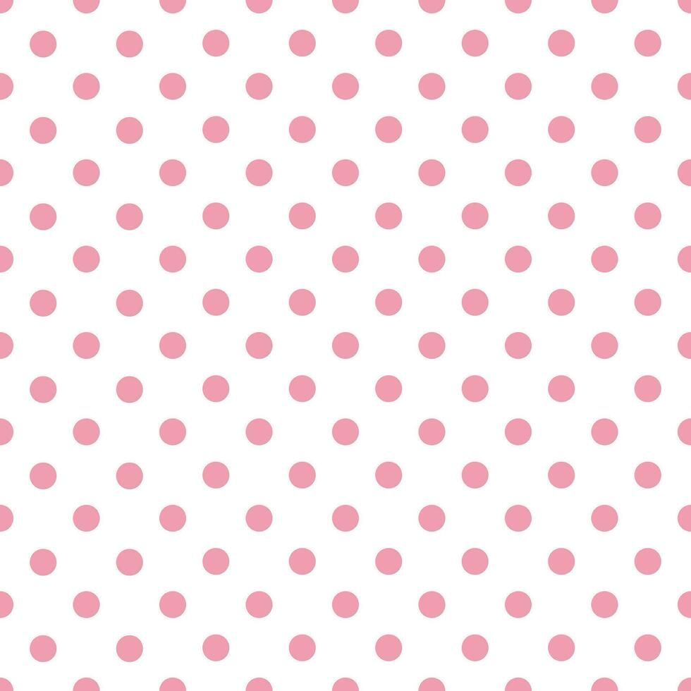 Vector seamless pattern with pink polka dots on white background