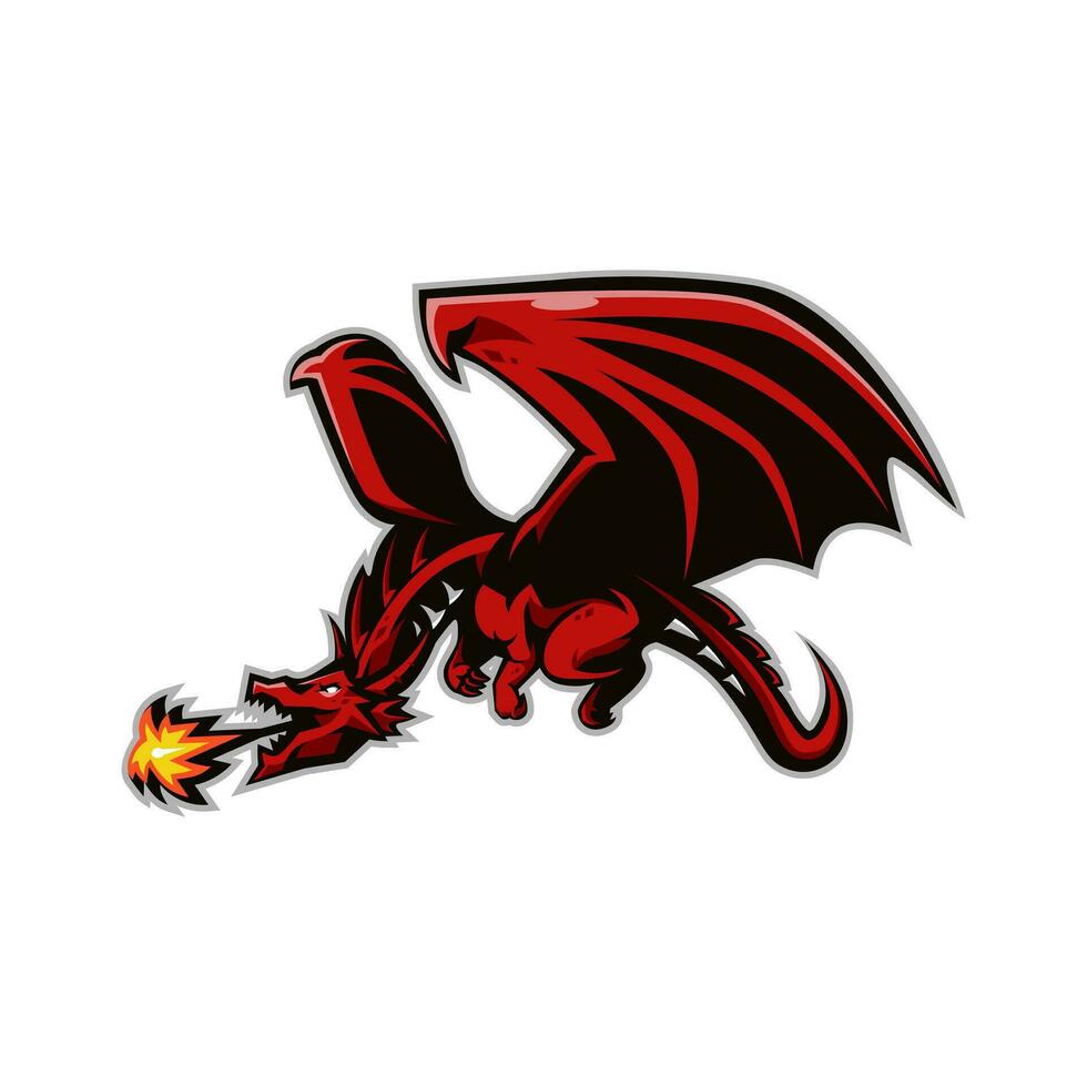 dragons fly and breathe fire for sports team vector