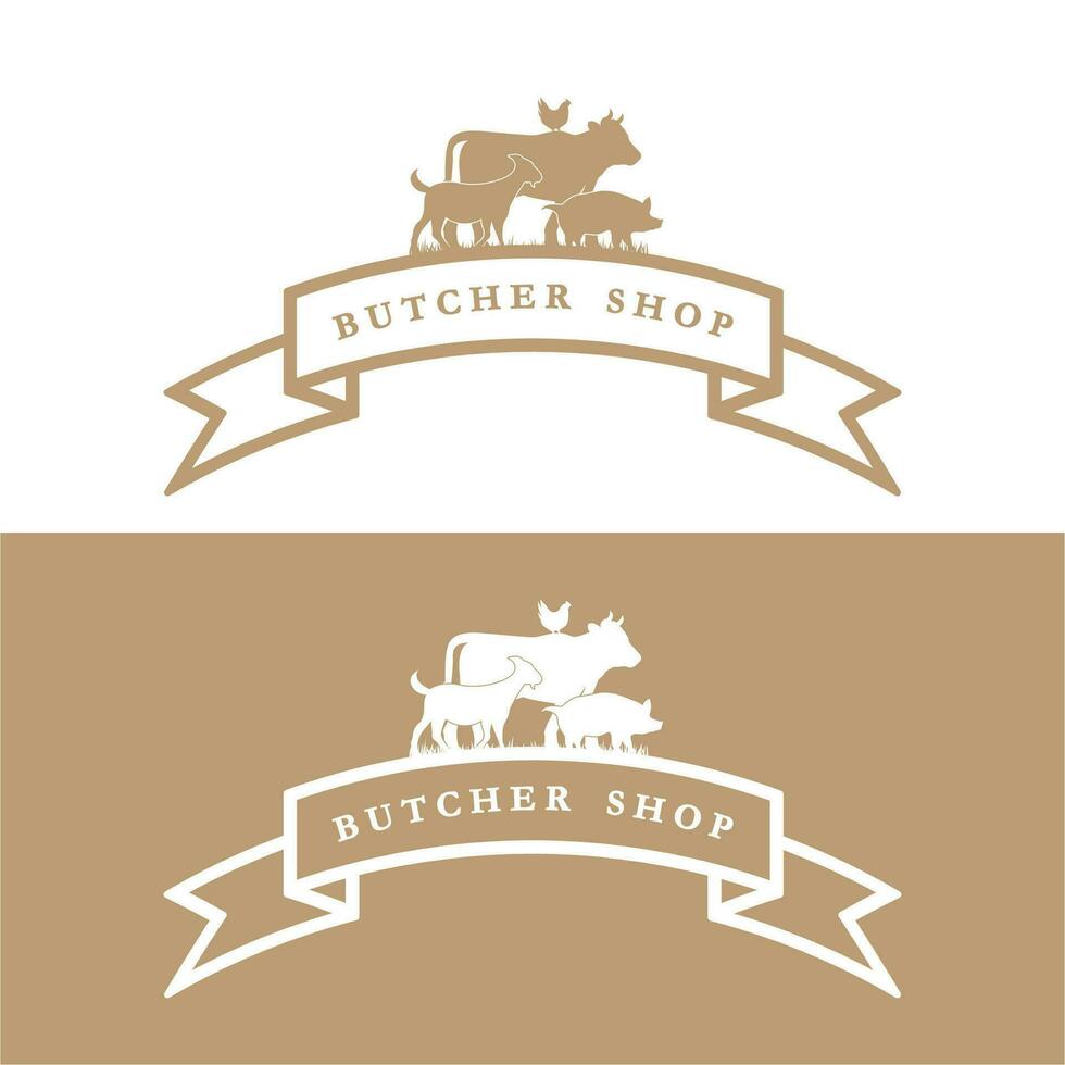 butcher logo vector icon illustration design. logo suitable for restaurant and food industry