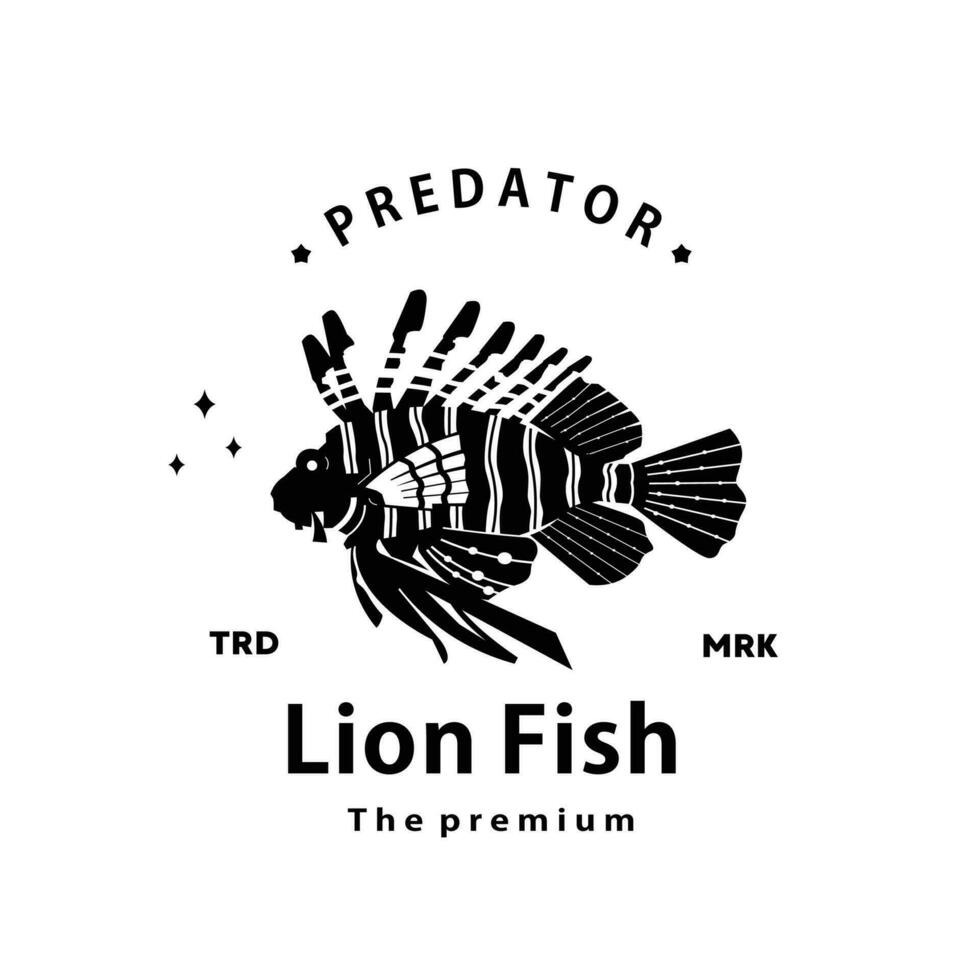 vintage retro hipster lion fish logo vector outline