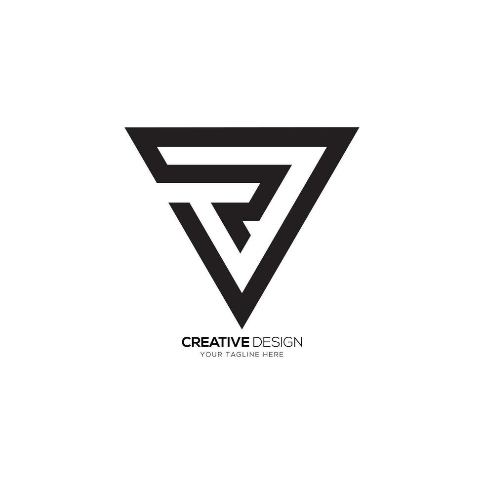 Letter Rv or Vr triangle shapes alphabet modern unique abstract monogram logo vector