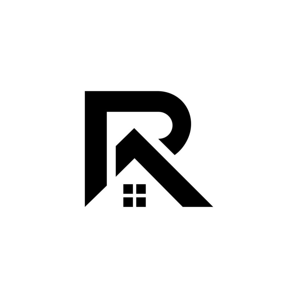Letter R real estate housing business roofing sign design abstract monogram logo vector
