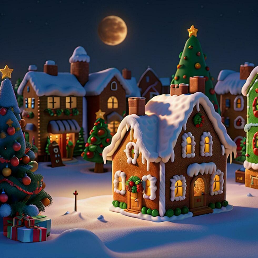 AI generated christmas gingerbread city or town. colorful Christmas gingerbread photo