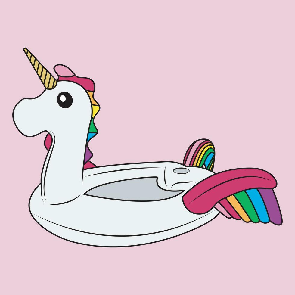 unicornio inflable adulto bebé barco vector