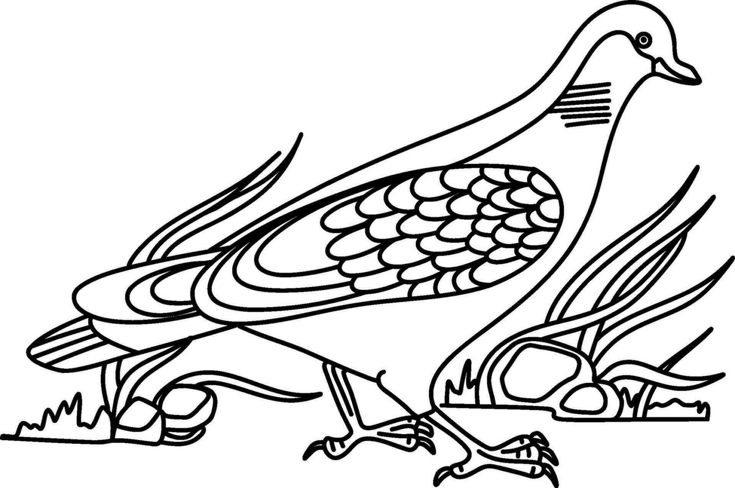Turtlbe-dove bird. Vector illustration for coloring page. Line art of love.