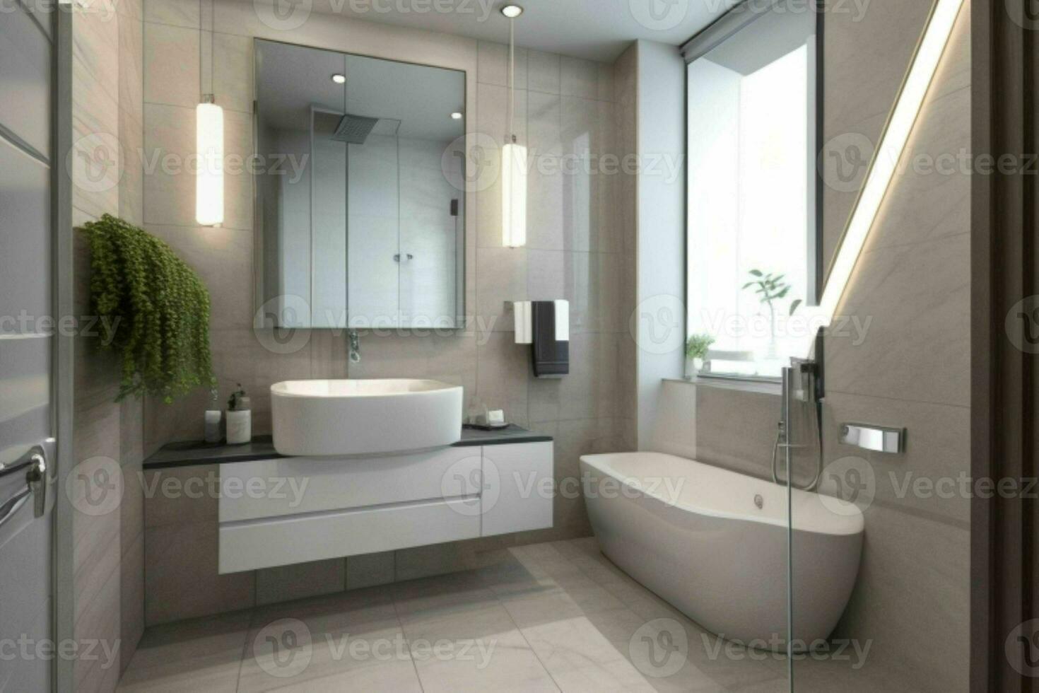 AI generated Modern Style Bathroom. Pro Photo