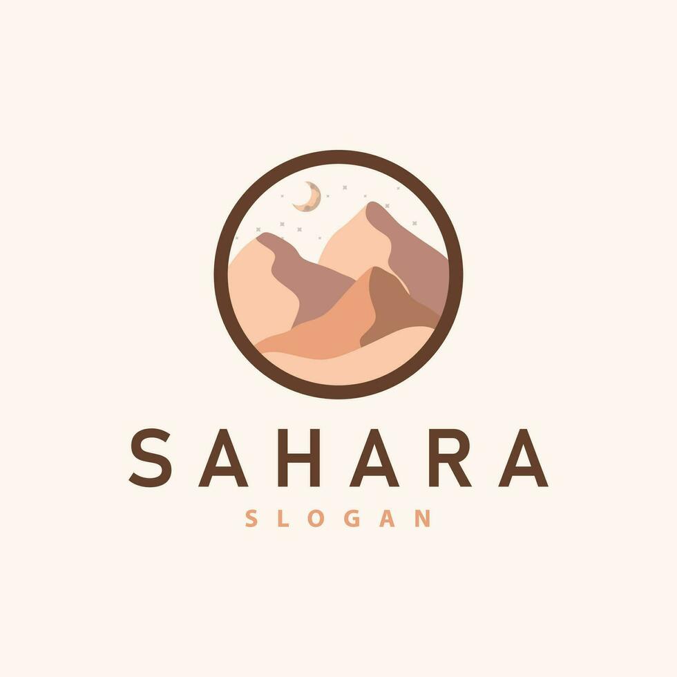 Vector illustration landscape desert logo design with desert hills sand simple
