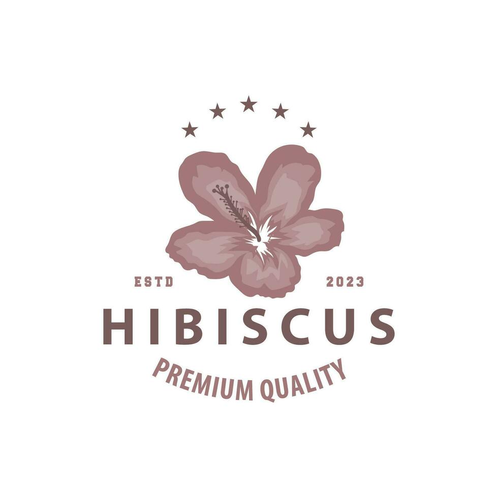 Hibiscus logo simple fresh natural flower design garden plant illustration vector